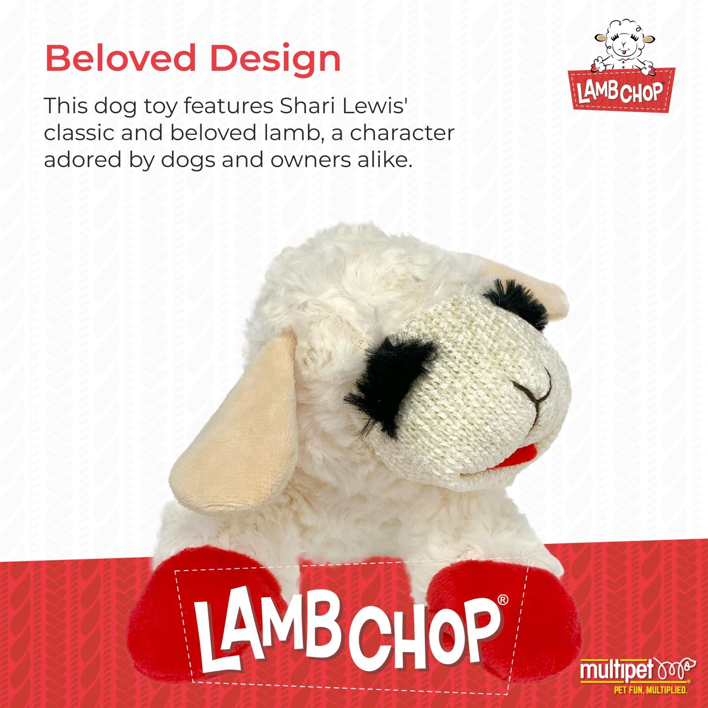 Multipet Mini Lamb Chop Officially Licensed, Plush, Squeak Pet Toy (White, 10')