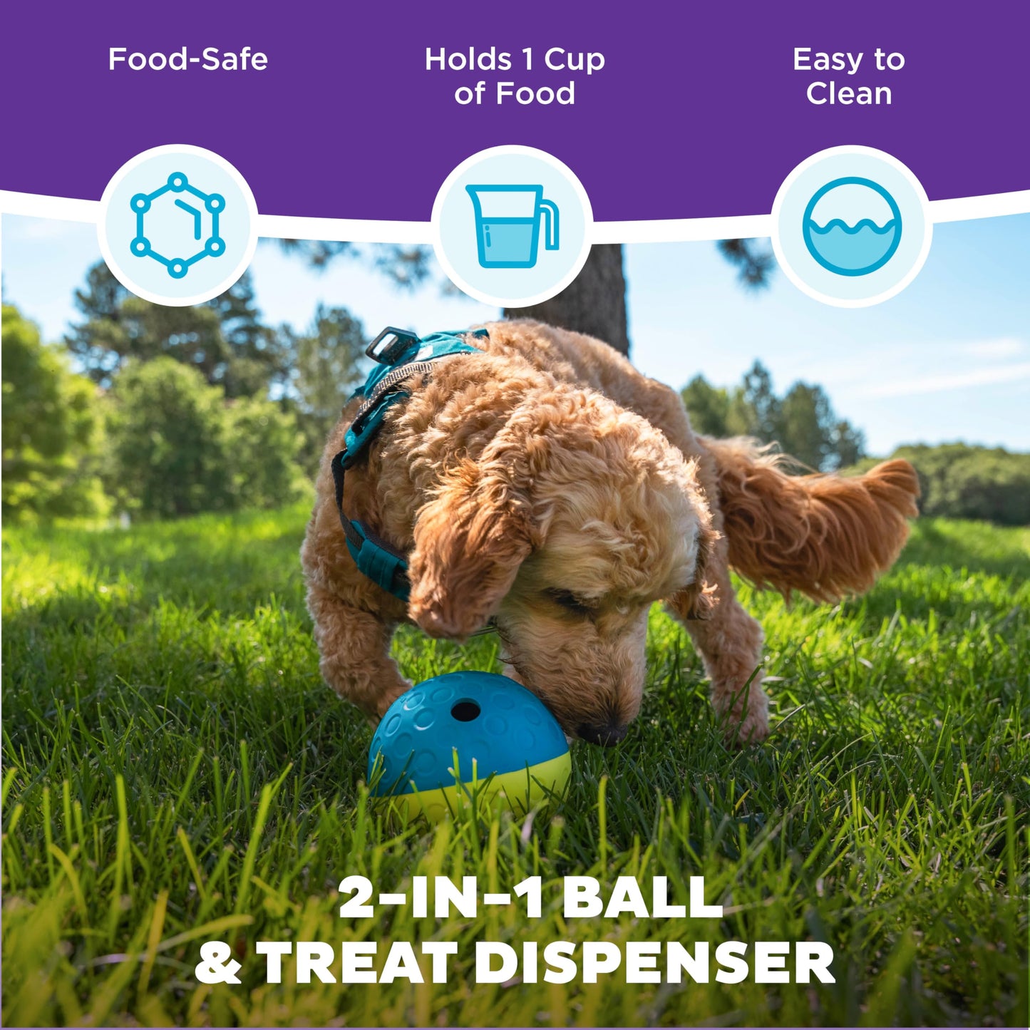 Outward Hound by Nina Ottosson Treat Tumble – Interactive Food-Dispensing Dog Puzzle Ball, Level 1 Beginner, Small, 4.8"