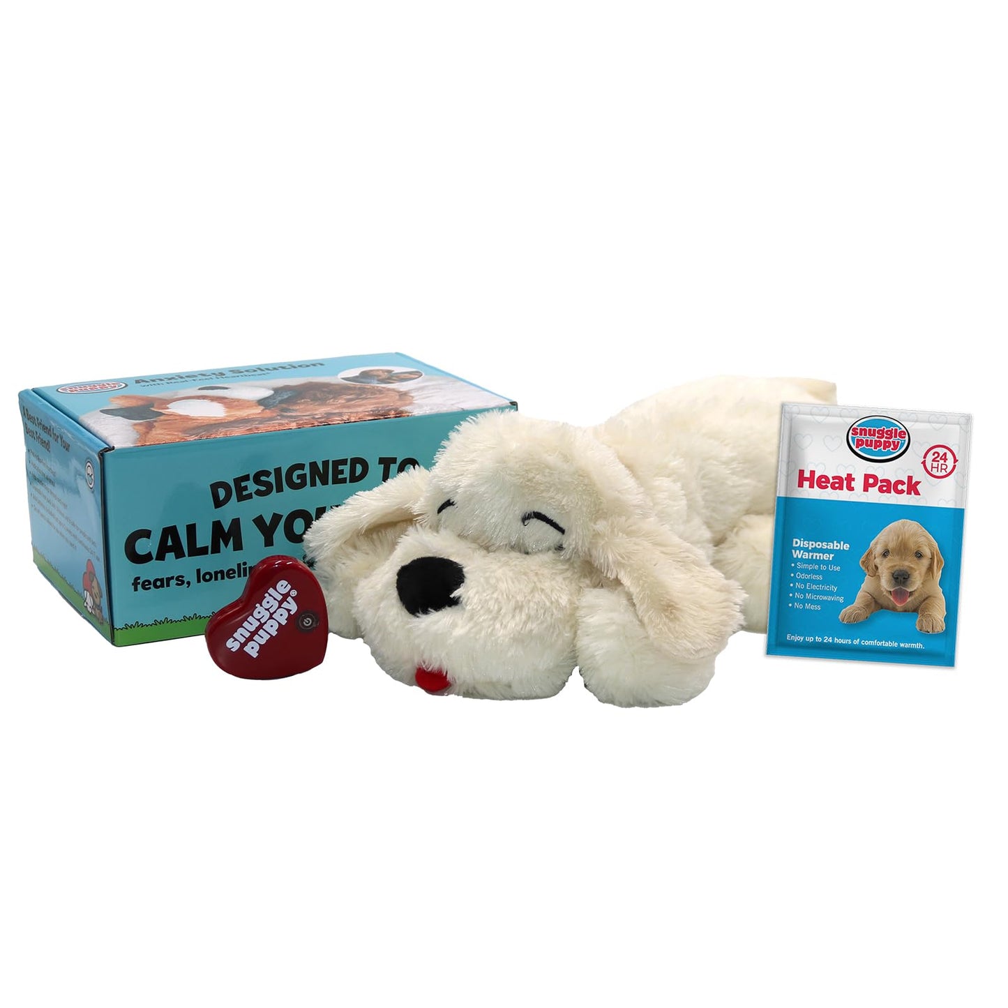 Original Snuggle Puppy Heartbeat Puppy Toy - Heartbeat Puppy for Dogs - Pet Anxiety Relief and Calming Aid - Comfort Dog Toy - Behavioral Training and Sleep Aid Cuddle buddy - Crate Training Essential