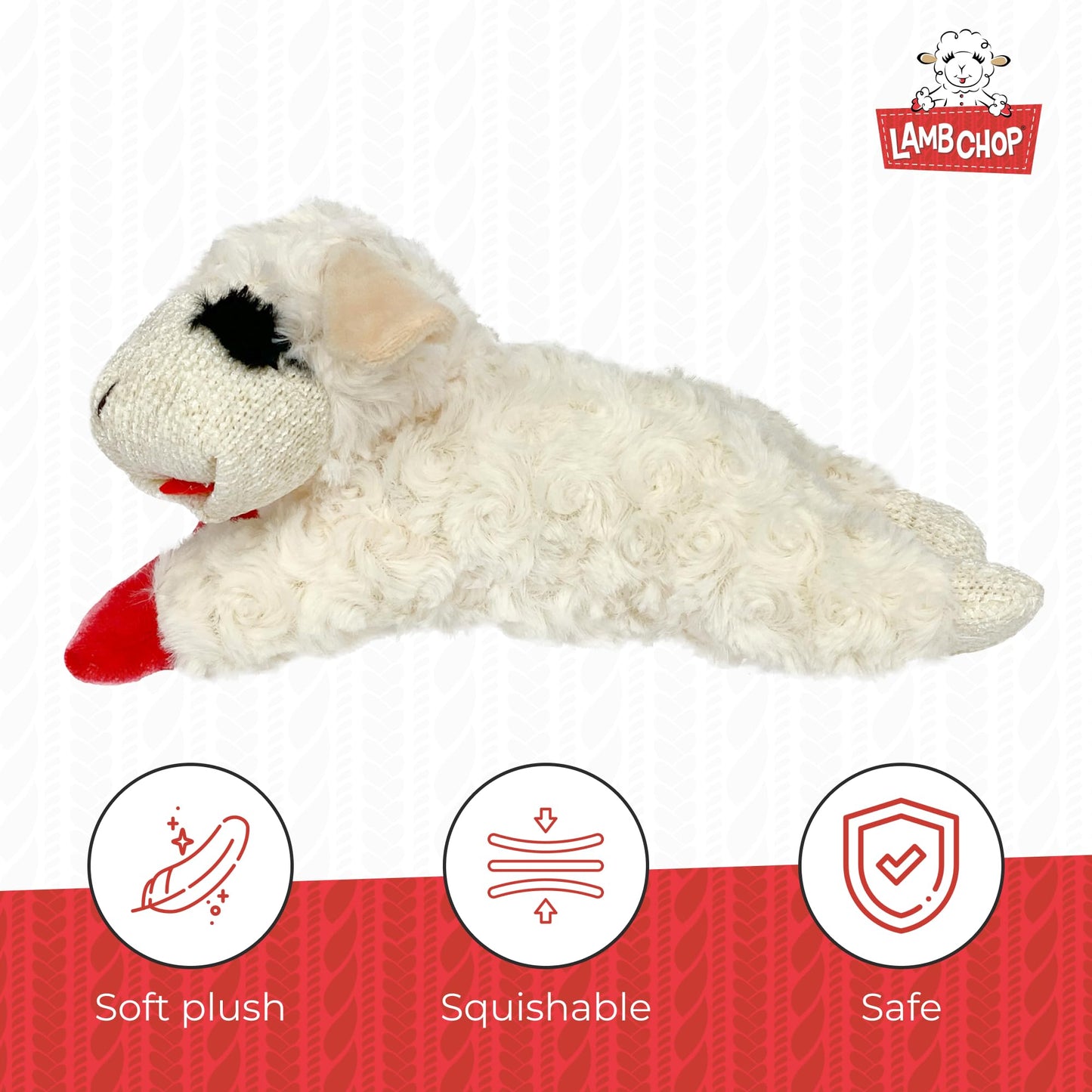 Multipet Mini Lamb Chop Officially Licensed, Plush, Squeak Pet Toy (White, 10')