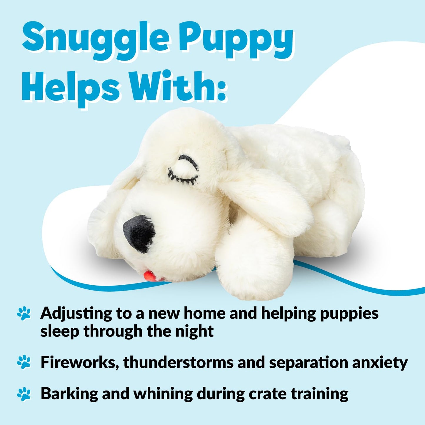 Original Snuggle Puppy Heartbeat Puppy Toy - Heartbeat Puppy for Dogs - Pet Anxiety Relief and Calming Aid - Comfort Dog Toy - Behavioral Training and Sleep Aid Cuddle buddy - Crate Training Essential