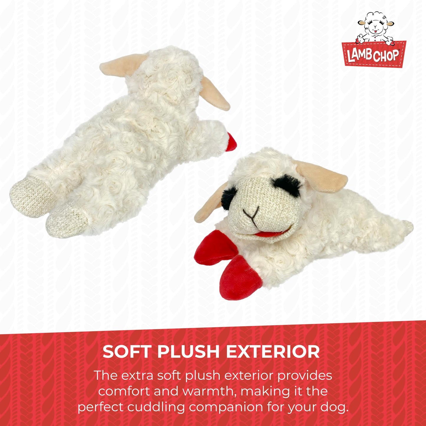 Multipet Mini Lamb Chop Officially Licensed, Plush, Squeak Pet Toy (White, 10')